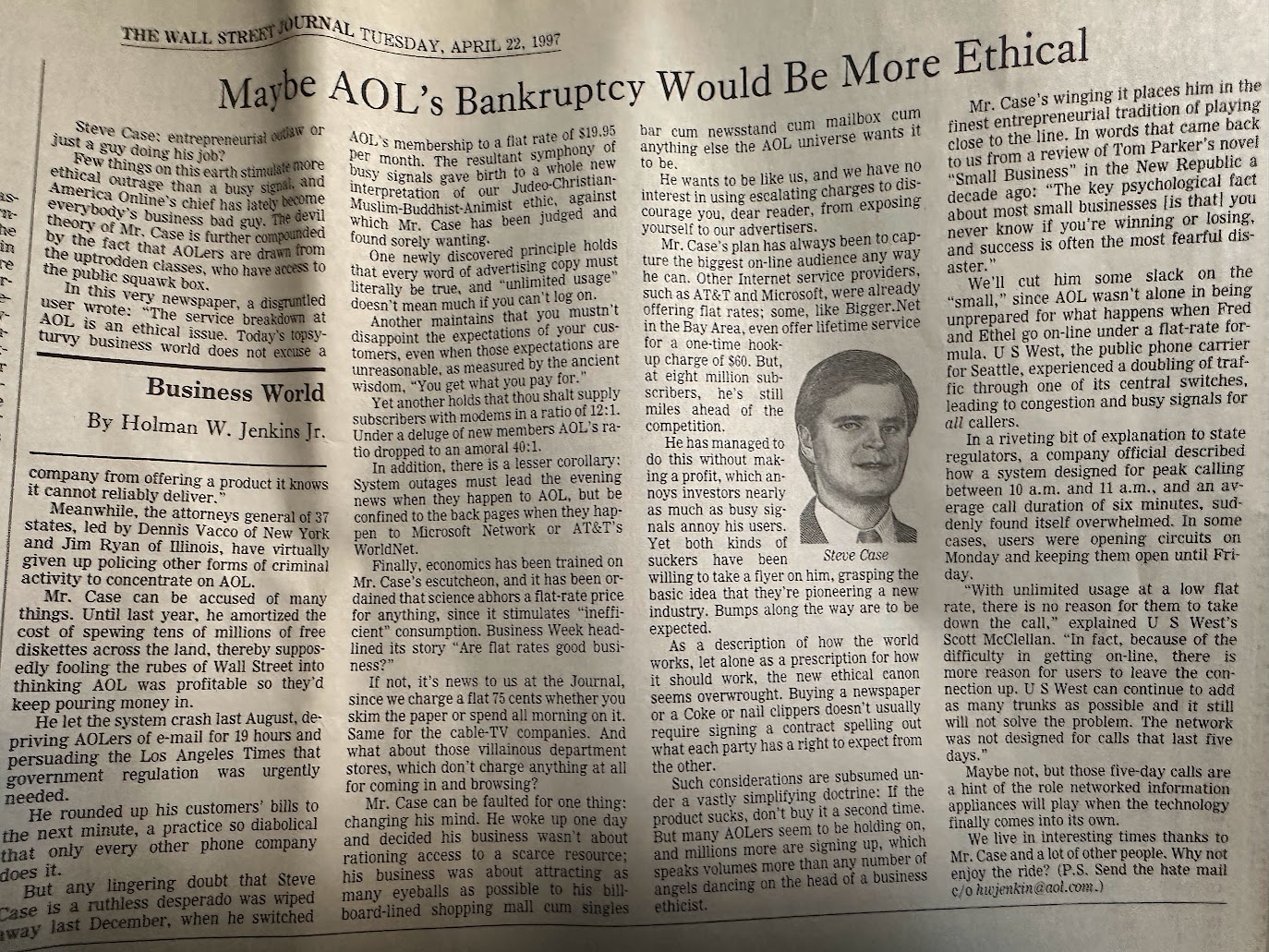 Wall Street Journal Article Clipping